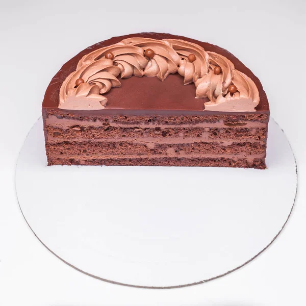 Homemade Chocolate Cake Topped Whipped Ganache — Stock Photo, Image
