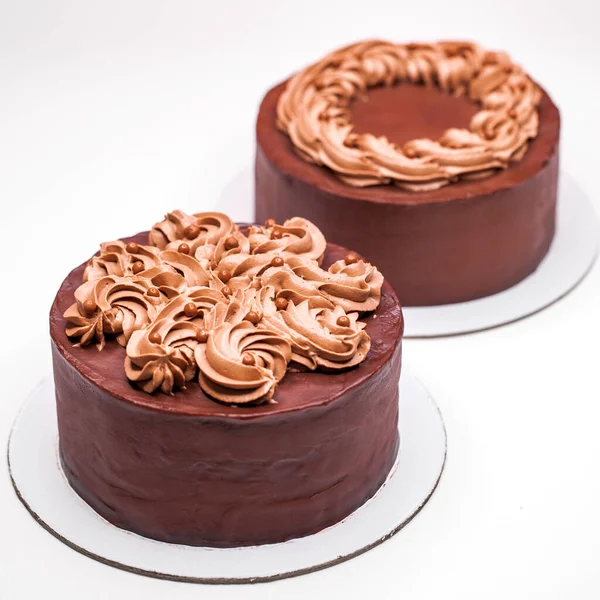 Homemade Chocolate Cake Topped Whipped Ganache — Stock Photo, Image