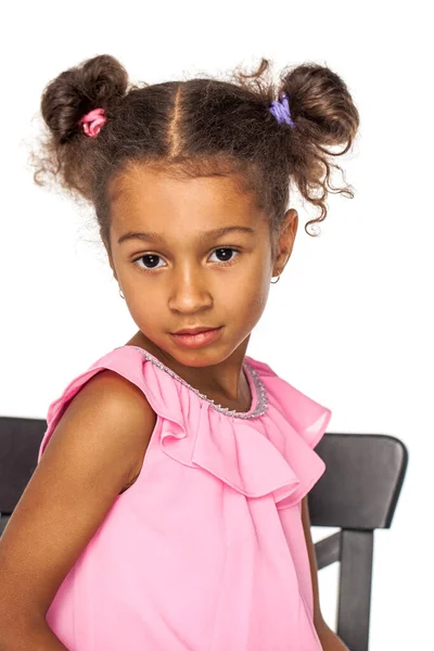 Retrato Una Niña Sobre Fondo Blanco Aislado — Foto de Stock