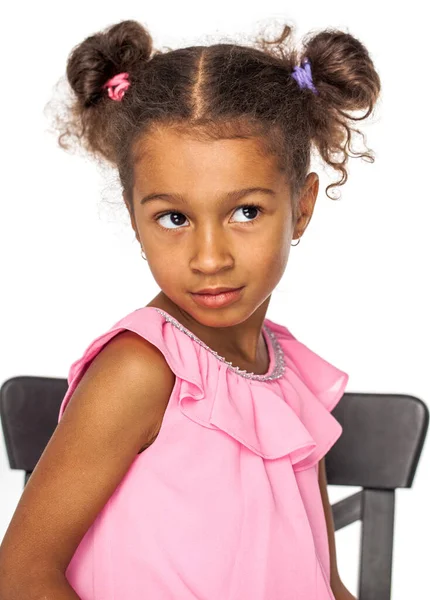 Retrato Una Niña Sobre Fondo Blanco Aislado — Foto de Stock