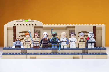 Rusya, Samara, 15 Şubat 2020 - Lego Yıldız Savaşları Mini figürleri isyancı takımı