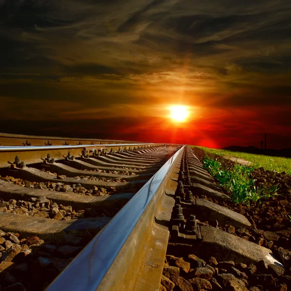 Ferrovias ao pôr do sol — Fotografia de Stock