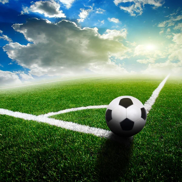 Green soccer field — Stock Photo, Image