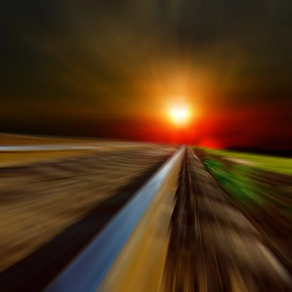 Järnvägar på solnedgången — Stockfoto