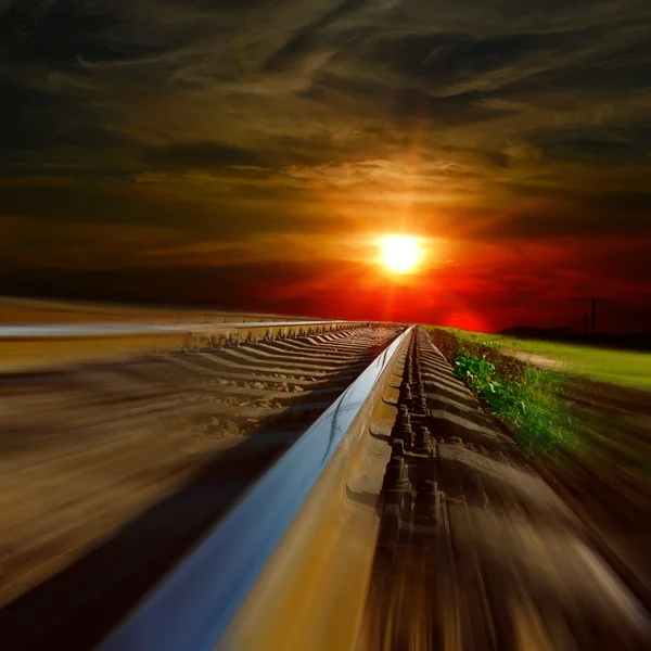 Gün batımında Demiryolları — Stok fotoğraf