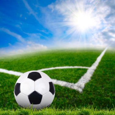 Yeşil çimlerin üzerinde futbol topu