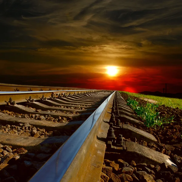 Ferrocarriles al atardecer — Foto de Stock