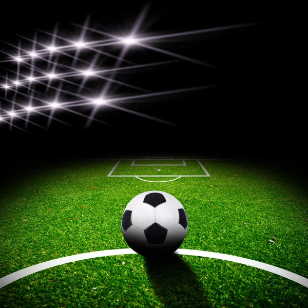 Campo da calcio con luce — Foto Stock