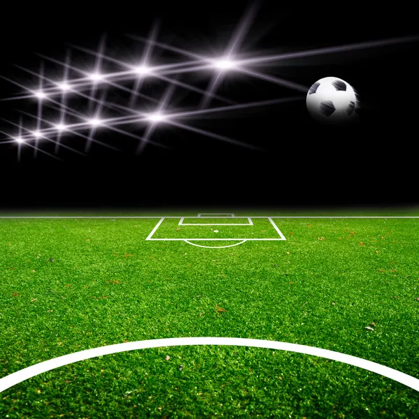 Voetbalveld met licht — Stockfoto