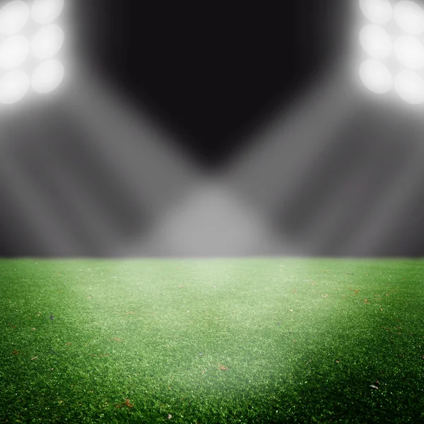 Campo di calcio con luci luminose — Foto Stock