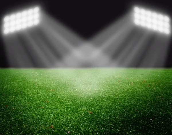 Campo di calcio con luci luminose — Foto Stock