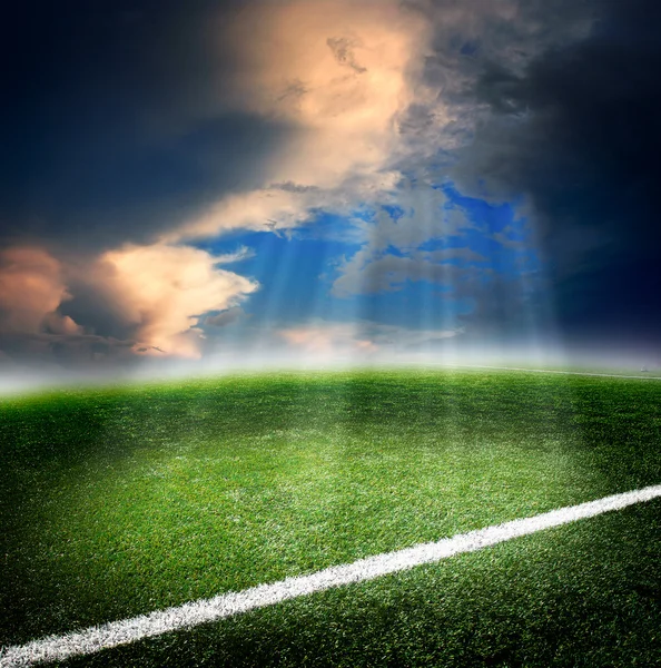 Soccer field with bright lights — Stock Photo, Image