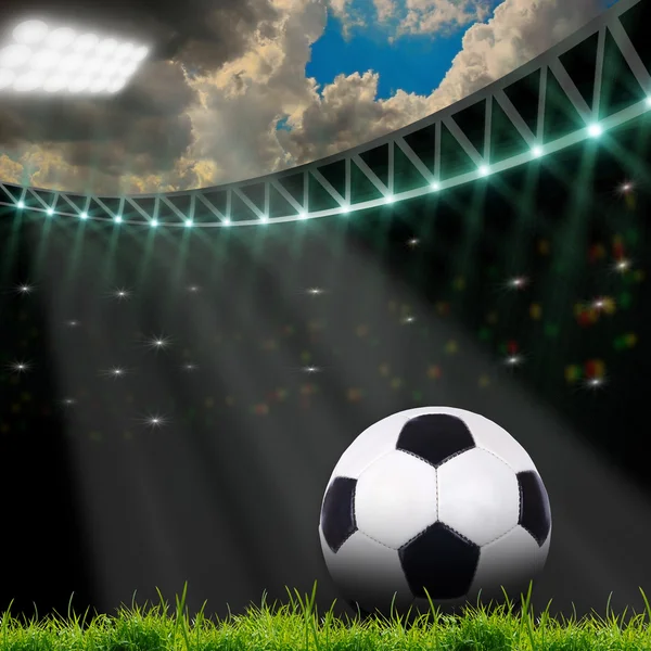 Soccer field with bright lights — Stock Photo, Image