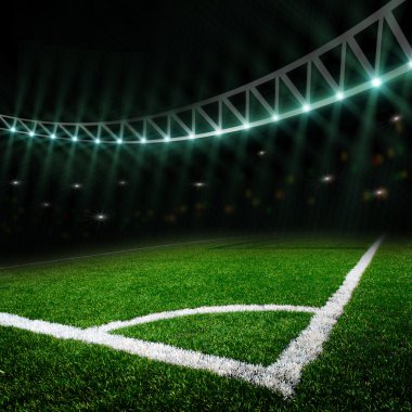 futbol sahası ile parlak ışıklar