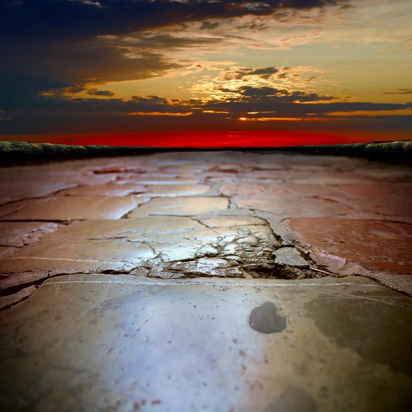 Steinautostraße bei Sonnenuntergang — Stockfoto