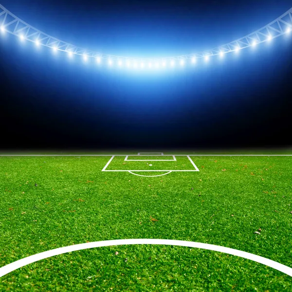 Fotbollsarena med thw lampor — Stockfoto