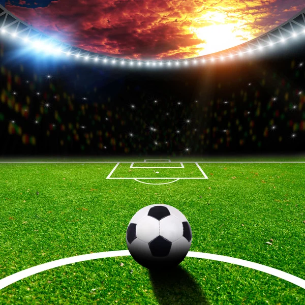 Stadio di calcio con luci Thw — Foto Stock