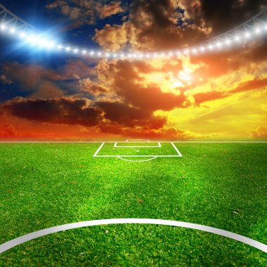 thw ışıkları ile Futbol Stadyumu