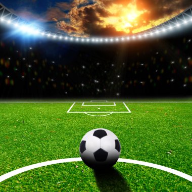 thw ışıkları ile Futbol Stadyumu