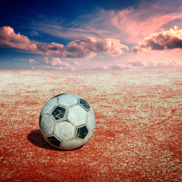 Soccer ball on the tadium — Stock Photo, Image