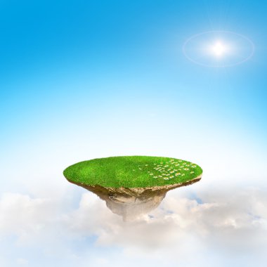 the island flying in the sky clipart