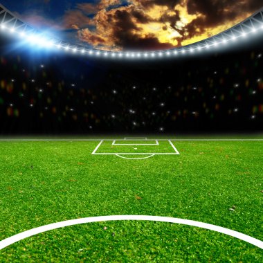 thw ışıkları ile Futbol Stadyumu