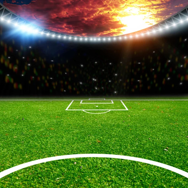 Soccer stadium with thw lights — Stock Photo, Image