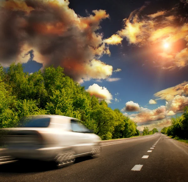 Grey car on the road — Stock Photo, Image