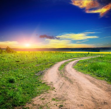 grond weg in de zomer veld