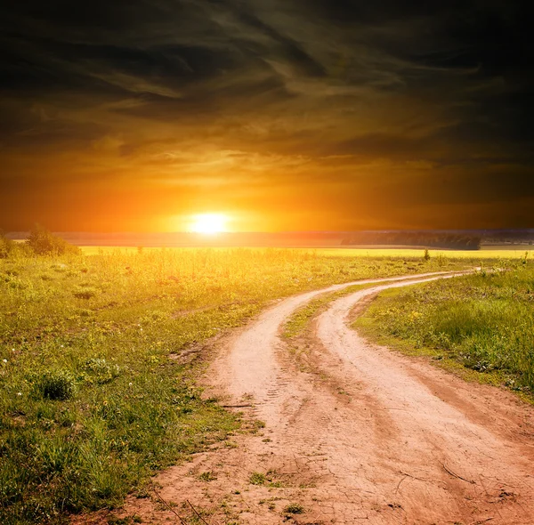 Camino de tierra en el campo de verano — Foto de Stock