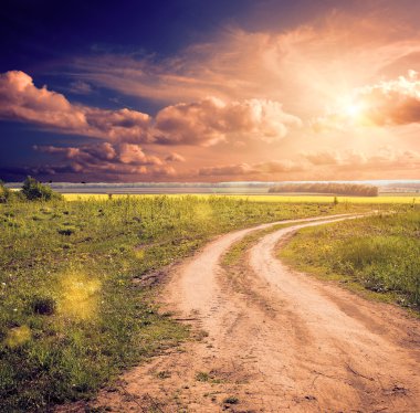 grond weg in de zomer veld