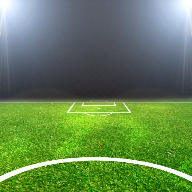 Parlak ışıkları olan futbol stadyumu