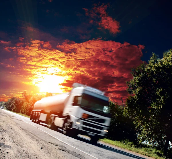 Truck on the asphalt road — Stock Photo, Image