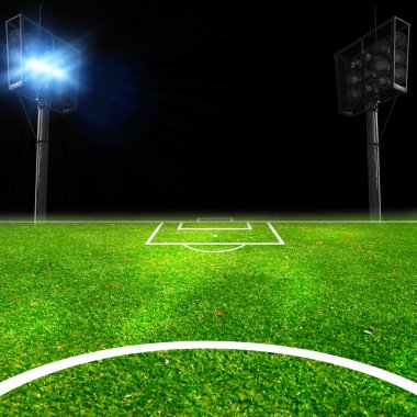Parlak ışıkları olan futbol stadyumu