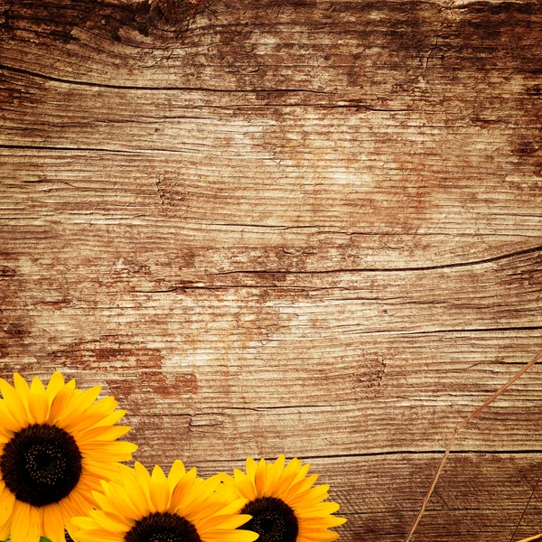Holz Hintergrund mit den Blumen — Stockfoto
