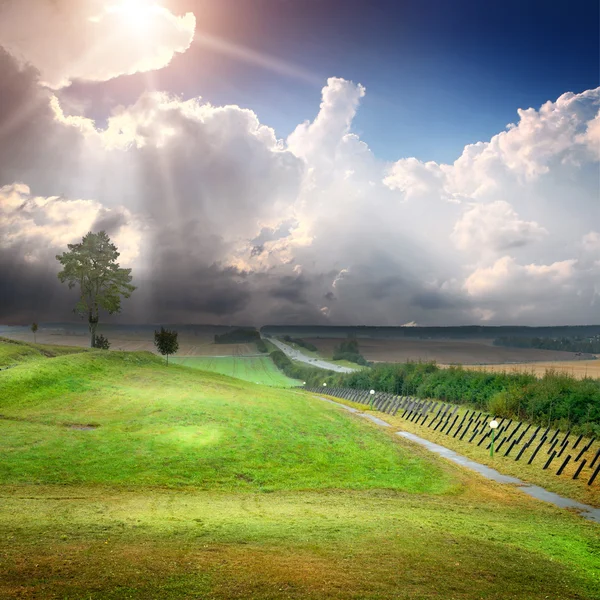 Piękny zielony krajobraz z pola — Zdjęcie stockowe