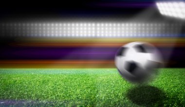 Parlak ışıkları olan futbol stadyumu