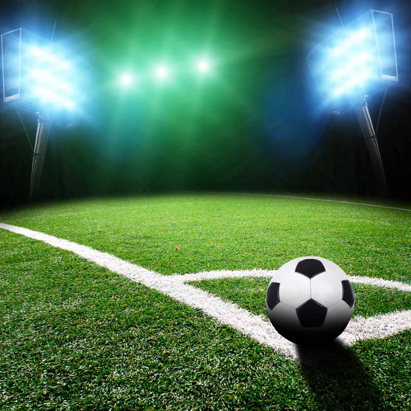 Soccer stadium with bright lights — Stock Photo, Image