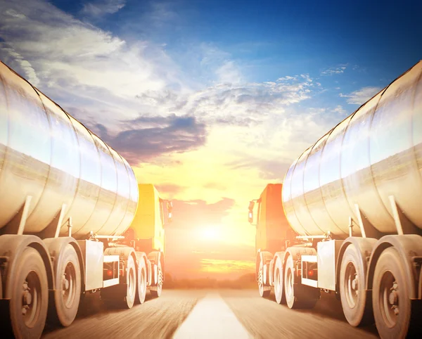 Big trucks on the asphalt road — Stock Photo, Image