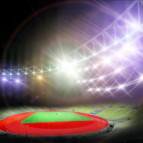 Soccer stadium with the bright lights — Stock Photo, Image