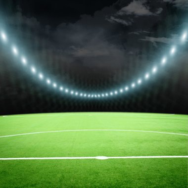 Parlak ışıkları olan futbol stadyumu