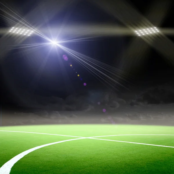 Soccer stadium with the bright lights — Stock Photo, Image