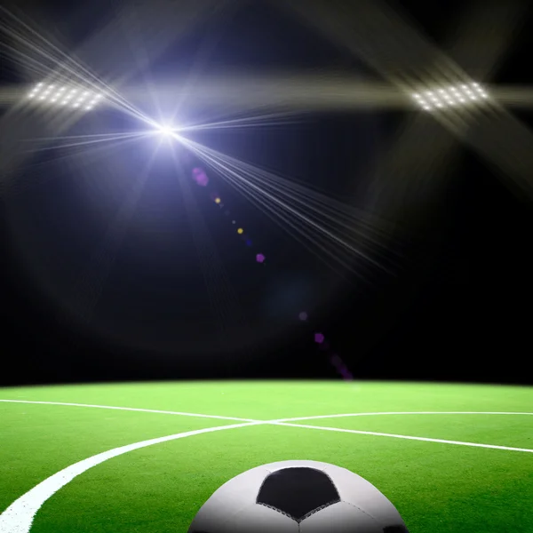 Fußballstadion mit den hellen Lichtern — Stockfoto