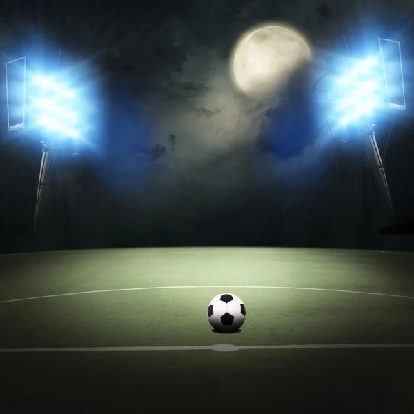 Soccer field at the moon light — Stock Photo, Image