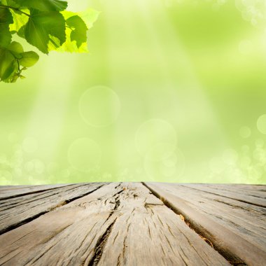 drewniany stół z naturalne tło zielonydoğal yeşil arka plana sahip ahşap tablo