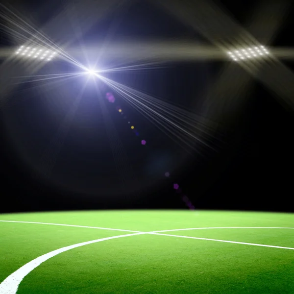 Stadio di calcio con le luci brillanti — Foto Stock