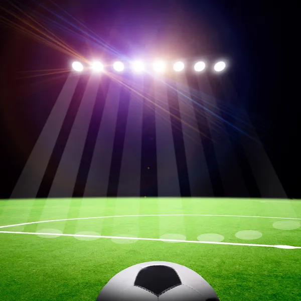 Soccer field with the projectors — Stock Photo, Image