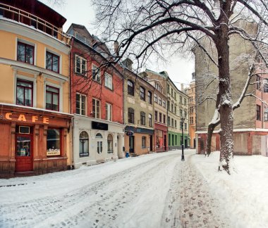 Winter street, eski kasaba riga