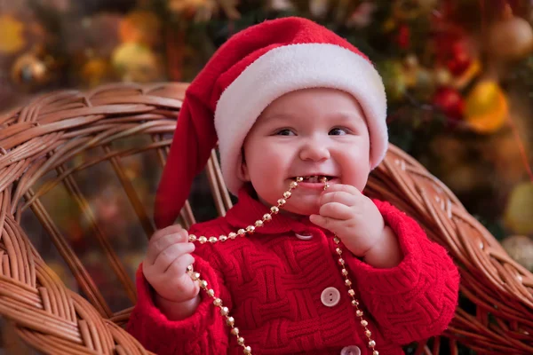 Baby girl in christmas wear — Stock Photo, Image