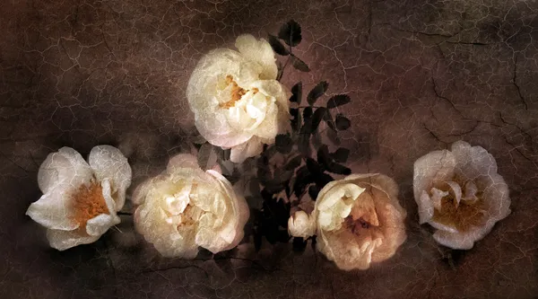 Dzikie róże w starym stylu obraz olejny — Zdjęcie stockowe